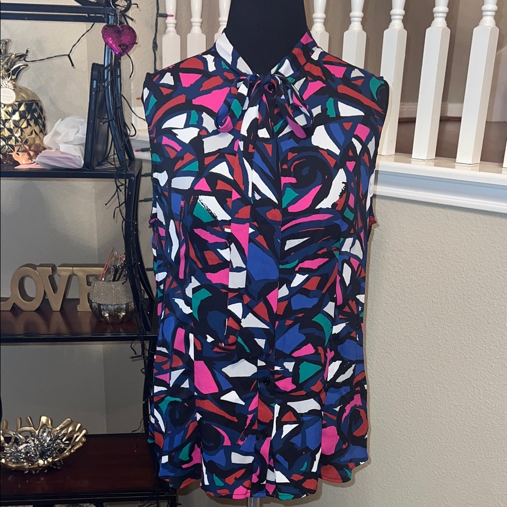 Anne Klein Multicolor Abstract Blouse